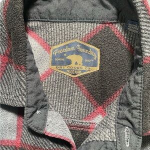 Freedom Foundry Kids Plaid Jean Jacket - Gray and Red